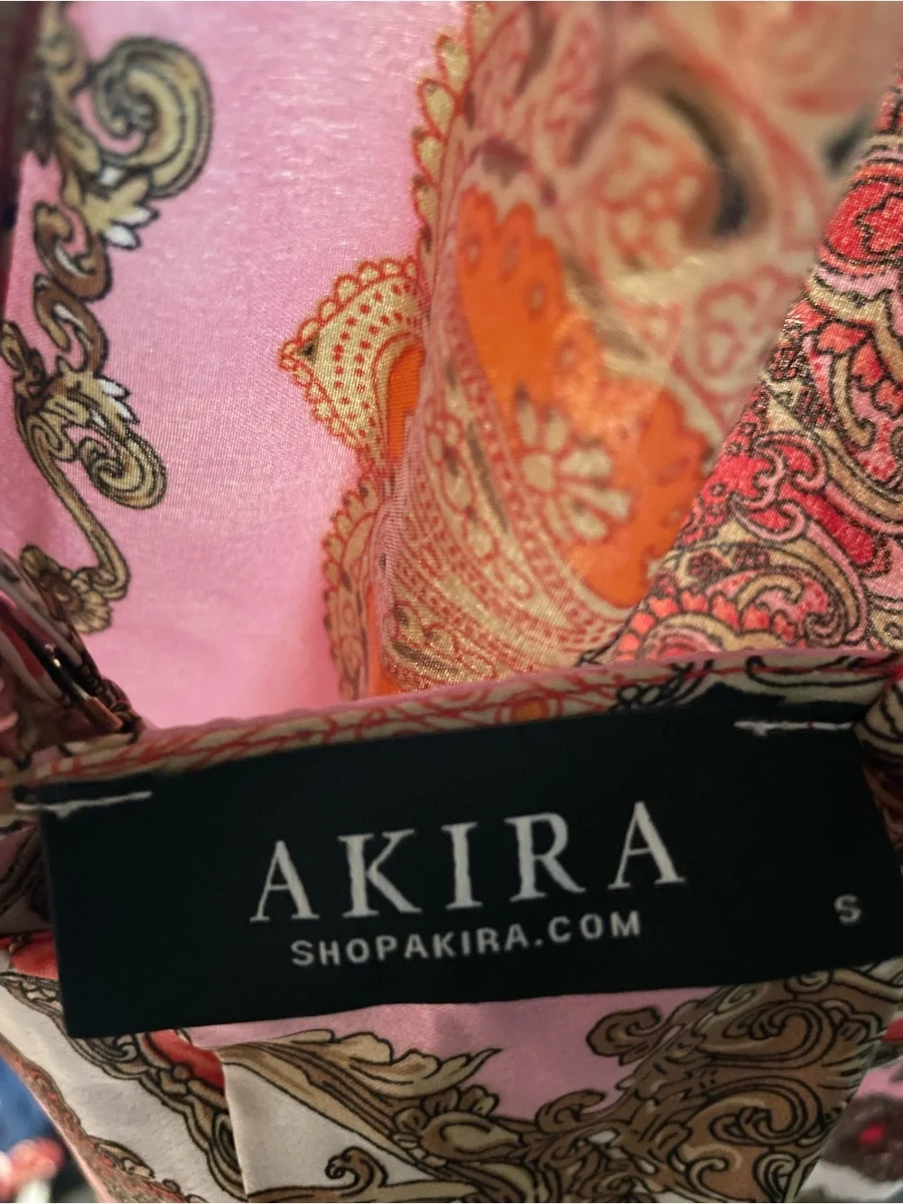 AKIRA Pink & Red Boho Maxi Slip Dress with Paisley Medallions - Picture 4 of 4